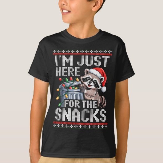 I’m Just Here For The Snacks Raccoon Christmas Ugl T-shirt (Voorkant)