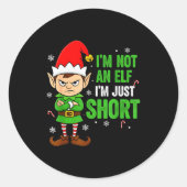 I’m Just Short Funny Elf Christmas Ronde Sticker (Voorkant)