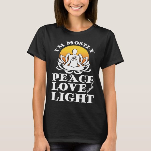 I m Mostly Peace Love And Light Retro Yoga  Namast T-shirt (Voorkant)