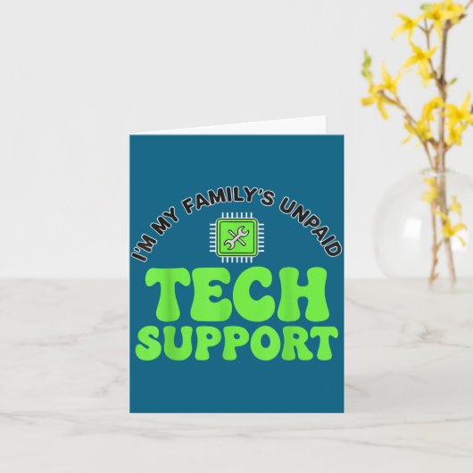 I’m My Family’s Unpaid Tech Supr, Computer Nerd Kaart (Gele Bloem)