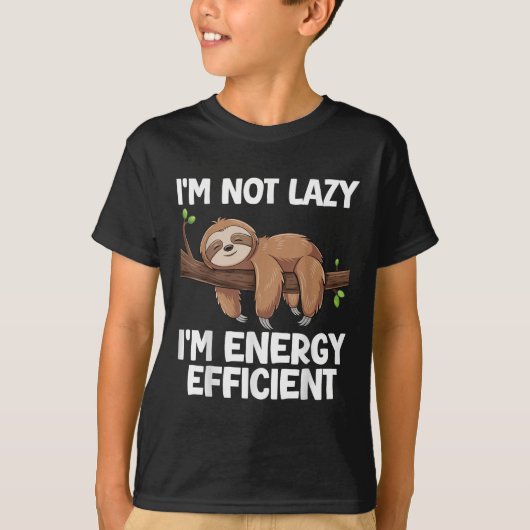 I m niet lui i m energie-efficiënte sleuf t-shirt (Voorkant)