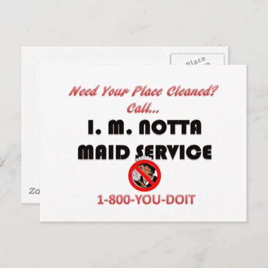 I.M. Notta Maid Service Briefkaart (Voorkant / Achterkant)