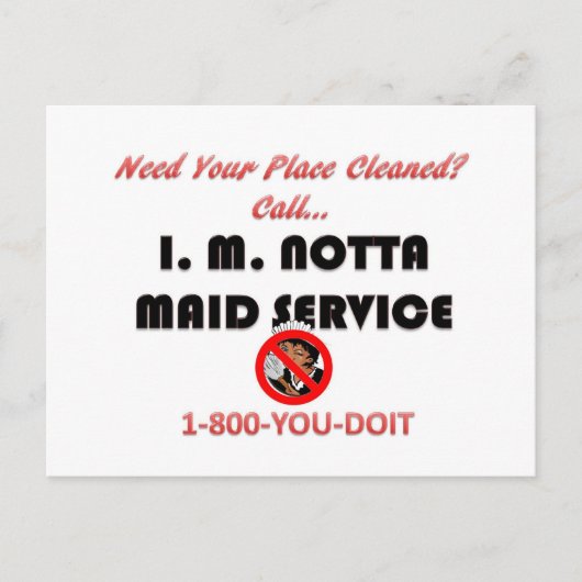 I.M. Notta Maid Service Briefkaart (Voorkant)
