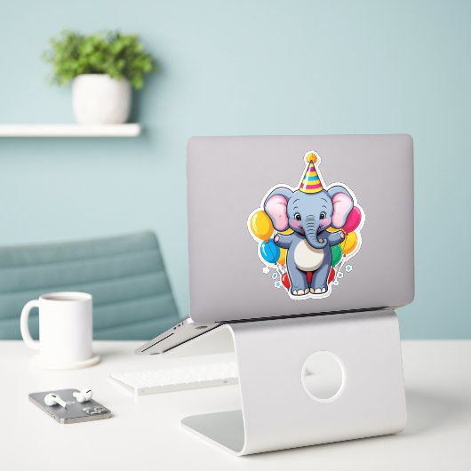 I’m ONE-derful! – Baby Elephant Birthday Joy Sticker (Laptop op bureau)