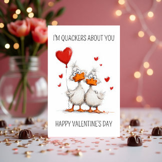 I’m Quackers About You Cute Duck Valentine’s Day Feestdagen Kaart