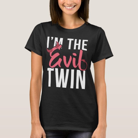 I m the evil twin Halloween horror T-shirt (Voorkant)