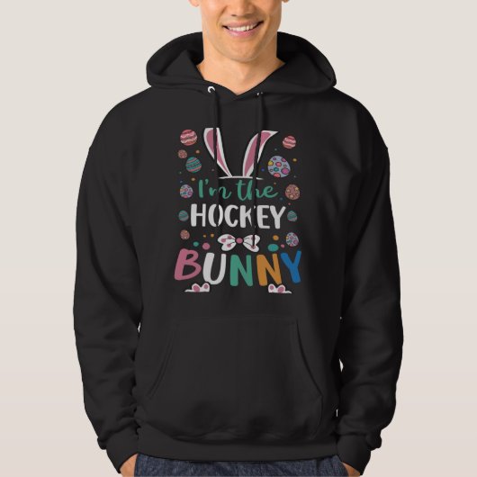 I m The Hockey Bunny Festival Easter Egg Rabbit Ea Hoodie (Voorkant)