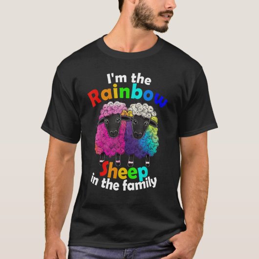 I m the rainbow sheep of the family Lesbian Pride T-shirt (Voorkant)