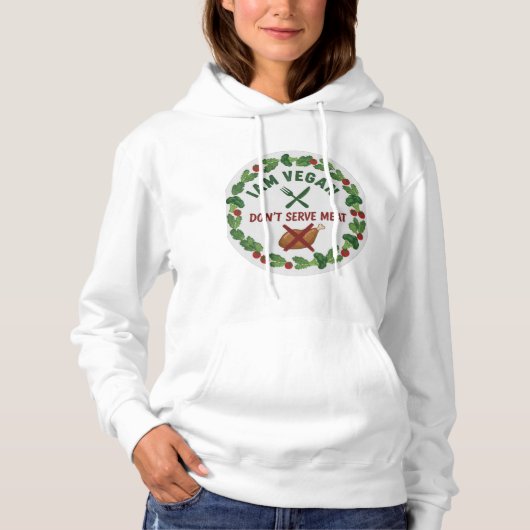I’m Vegan, Don’t Offer Meat” Vegan Sweatshirt (Voorkant)