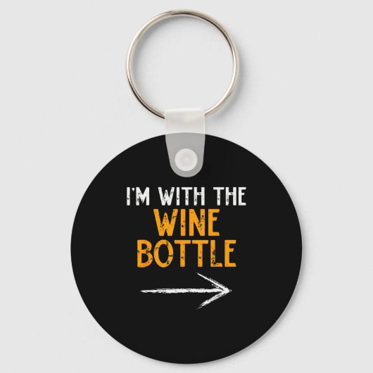 I’m With The Wine Bottle Halloween Matching Couple Sleutelhanger (Voorkant)