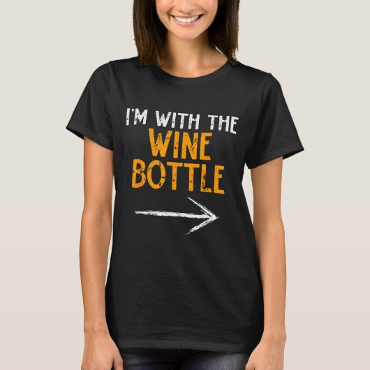 I’m With The Wine Bottle Halloween Matching Couple T-shirt (Voorkant)