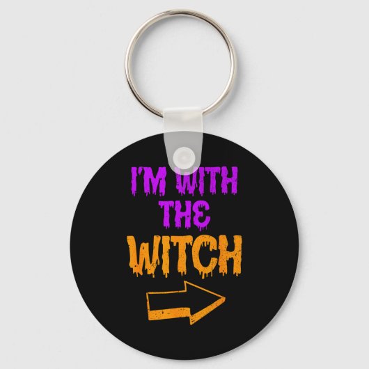 I’m With The Witch Funny Halloween Matching Couple Sleutelhanger (Voorkant)