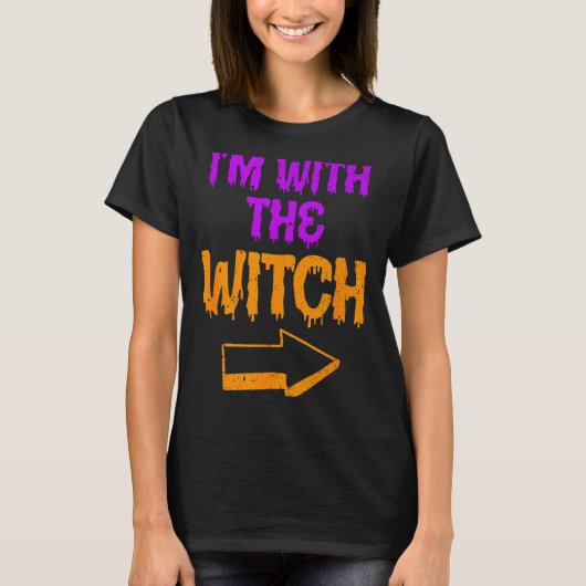 I’m With The Witch Funny Halloween Matching Couple T-shirt (Voorkant)