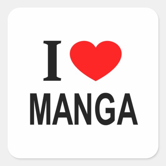 I ❤️ MANGA I LIVE MANGA I HEART MANGA VIERKANTE STICKER (Voorkant)