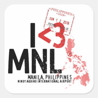 I ♥ Manilla (MNL) Luchtvaartstempel Vierkante Sticker