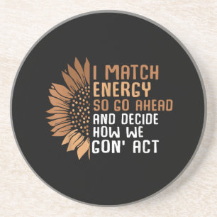 I Match Energie Empowerment Afro-Amerikaanse Afro Zandsteen Onderzetter