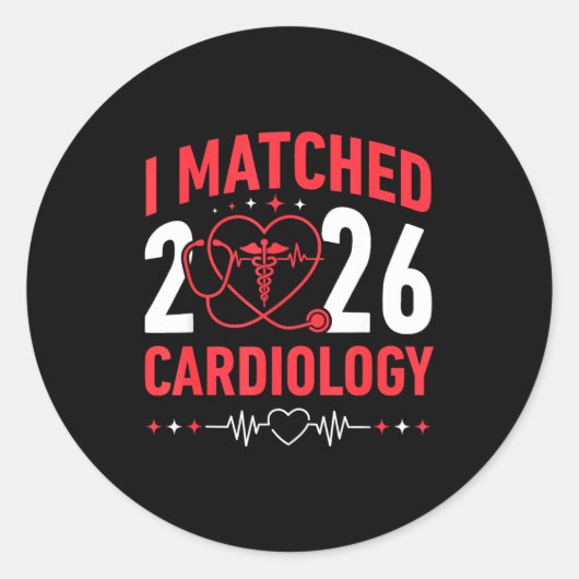 I Matched Cardiology Match Day 2026 Residency Resi Ronde Sticker (Voorkant)