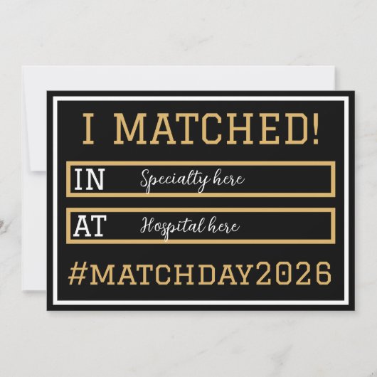 I Matched Match Day Announcement Kaart (Voorkant)