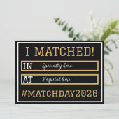 I Matched Match Day Announcement Kaart (Staand voorkant)