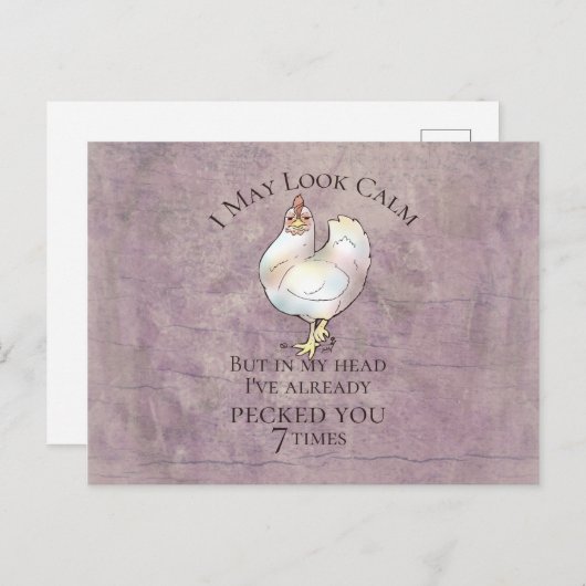 "I May Look Calm" Chicken Briefkaart (Voorkant / Achterkant)