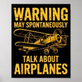 I May Sntaneously Talk About Airplanes Funny Airpl Poster (Voorkant)