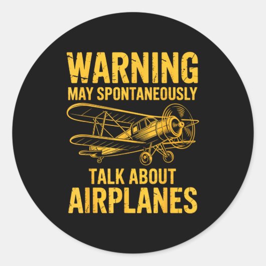 I May Sntaneously Talk About Airplanes Funny Airpl Ronde Sticker (Voorkant)