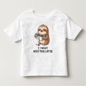 I Might Need Coffee Later - Lazy Sloth Humor Kinder Shirts (Voorkant)