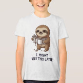 I Might Need Coffee Later - Lazy Sloth Humor Tri-Blend Shirt (Voorkant)