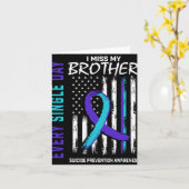 I Miss My Brother Suicide Awareness Prevention Ame Kaart (Gele Bloem)
