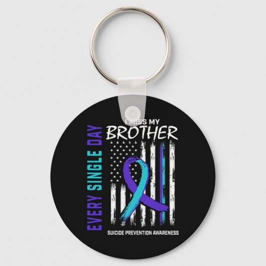 I Miss My Brother Suicide Awareness Prevention Ame Sleutelhanger (Voorkant)