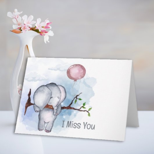 I Miss You Sad Elephant Kaart