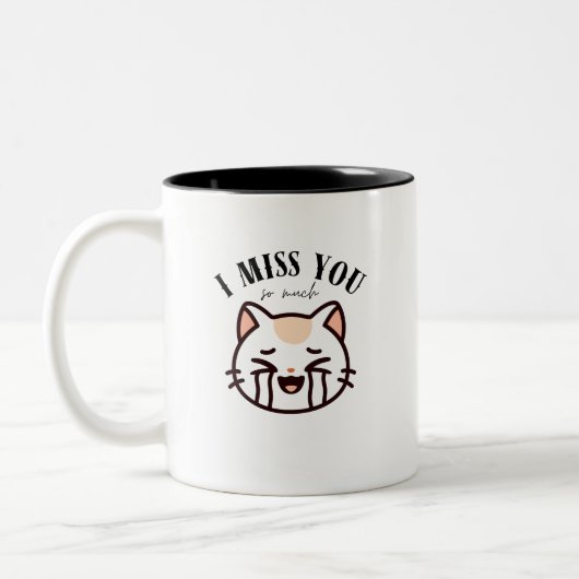I Miss You So Much Cat - Cute Crying Cat Emotional Tweekleurige Koffiemok (Links)
