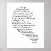 I Miss You  Text in Half of Heart Poster (Voorkant)