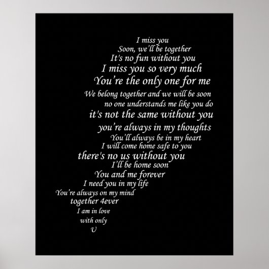 I Miss You  Text, too,  in Half of Heart Poster (Voorkant)