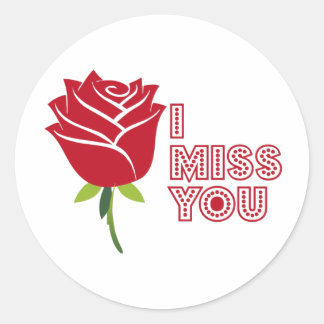I miss you with beautiful red rose ronde sticker
