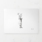 'I' Monogram Beauful Sketched Floral Wedding Drieluik Uitnodiging (Cover)