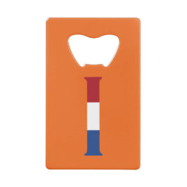 I Monogram bedekt op NLD Vlag op of bocnt Creditkaart Flessenopener