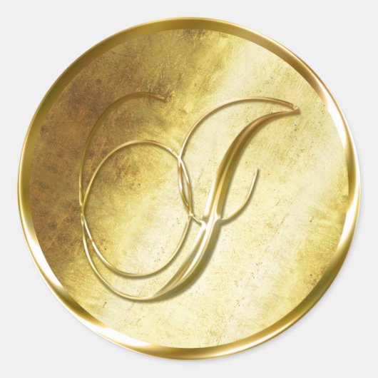 I Monogram Faux Gold Envelope Seal Stickers (Voorkant)