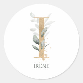 I Monogram Floral Aangepast Ronde Sticker