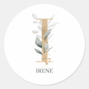 I Monogram Floral Aangepast Ronde Sticker