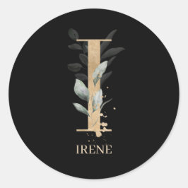 I Monogram Floral Aangepast Ronde Sticker