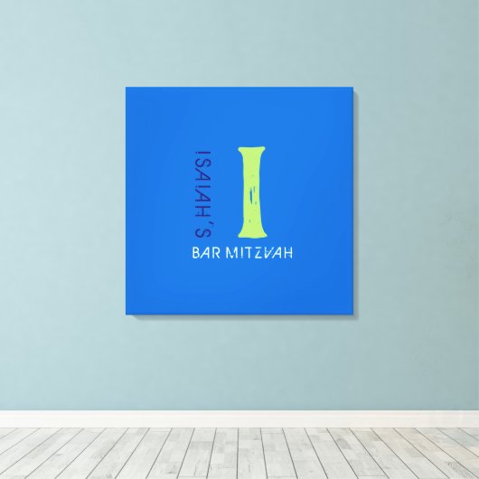 I Monogram Initiaal Bar Bat Mitzvah Sign-In Board Canvas Afdruk (Insitu (Houten vloer))