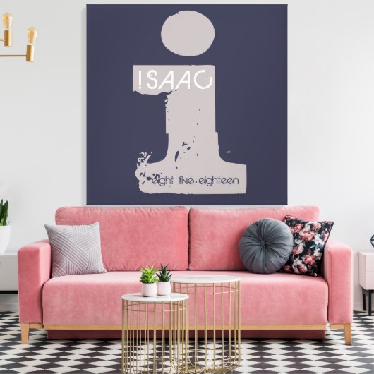 I Monogram Initiaal Bar Bat Mitzvah Sign-In Board Canvas Afdruk (Insitu (Woonkamer))