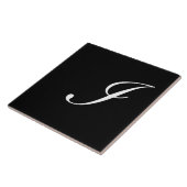 I Monogram Initiaal Wit op Zwart Tegeltje (Zijkant)