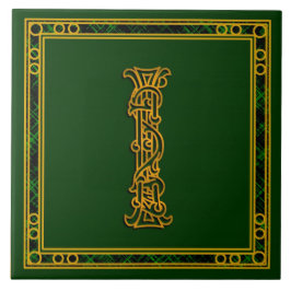 I Monogram "Irish Gold on Green"-keramische tegels Tegeltje