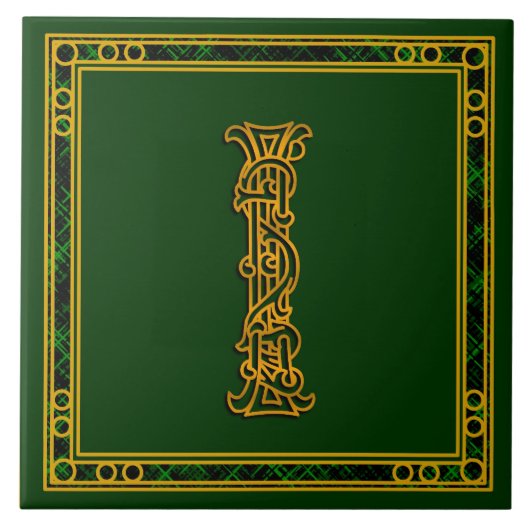 I Monogram "Irish Gold on Green"-keramische tegels Tegeltje (Voorkant)