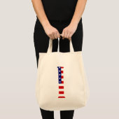 I Monogram overlay op USA Flag gtcnt Tote Bag (Voorkant (product))