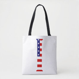 I Monogram overlay op USA Flag stint Tote Bag