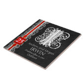 I Monogram "White Lace on Black" Jubileum Tegel Tegeltje (Zijkant)