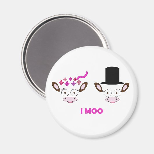 "I Moo" koe thema bruids Magneet (Voorkant / Achterkant)